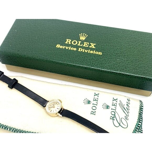Rolex Women\'s Watch Cocktail Vintage Swiss Hand Wind 14k Gold Case 15mm Petite main image 9